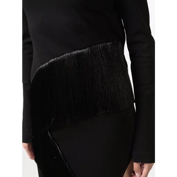 The Attico panelled long-sleeved midi dress black IT44 US8 - Picture 3 of 13